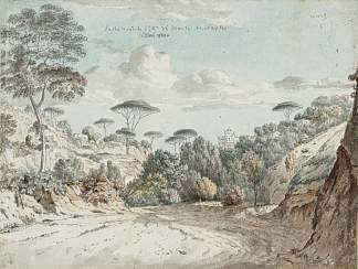 在那不勒斯附近的圣玛丽亚德蒙蒂的路上。上午 In the Road to Santa Maria de’Monti, near Naples. Morning (1781)，托马斯·琼斯