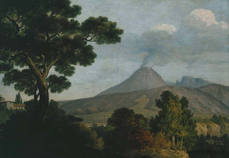 那不勒斯附近的天使报喜塔的维苏威火山 Mount Vesuvius from Torre dell’Annunziata near Naples (1783)，托马斯·琼斯