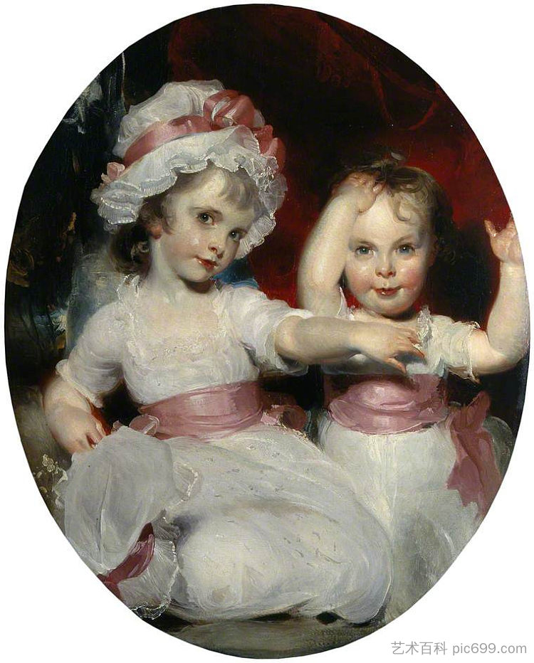 艾米丽和哈里特·兰姆小时候 Emily and Harriet Lamb as Children (1792)，托马斯·劳伦斯