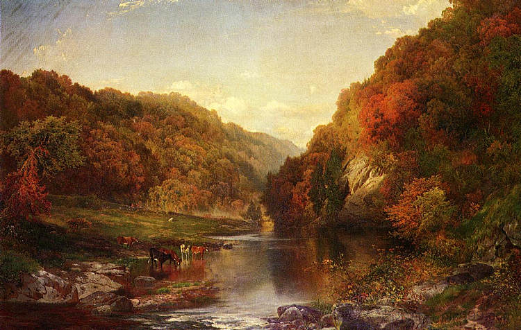 维萨希肯河上的秋天 Autumn on the Wissahickon (1864)，托马斯·莫兰