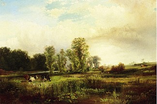 夏季景观与奶牛 Summer Landscape with Cows (1856)，托马斯·莫兰