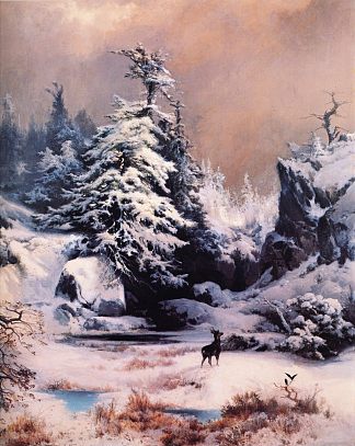 落基山脉的冬天 Winter in the Rockies (1867)，托马斯·莫兰
