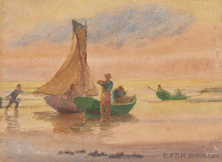 日落之光（直肠） Sunset Glow (recto) (1897)，托马斯·波洛克·安舍茨