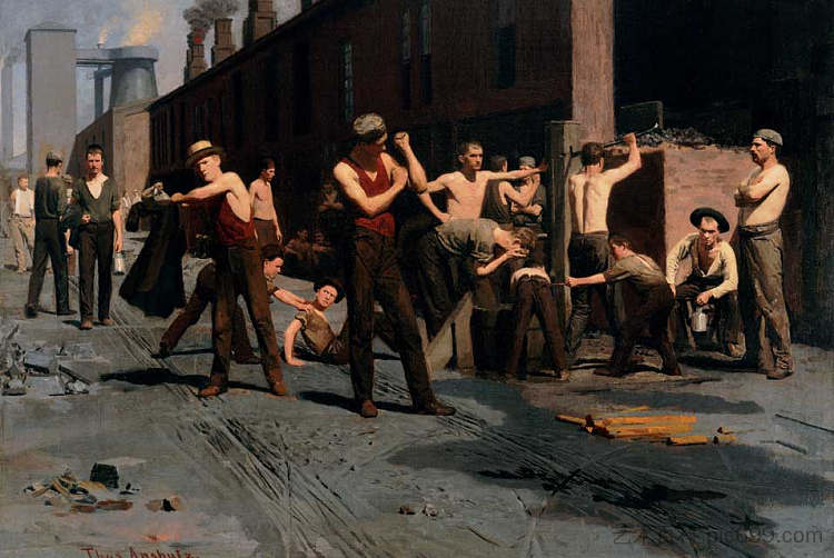 钢铁工人的正午时间 The Ironworkers' Noontime (1880)，托马斯·波洛克·安舍茨