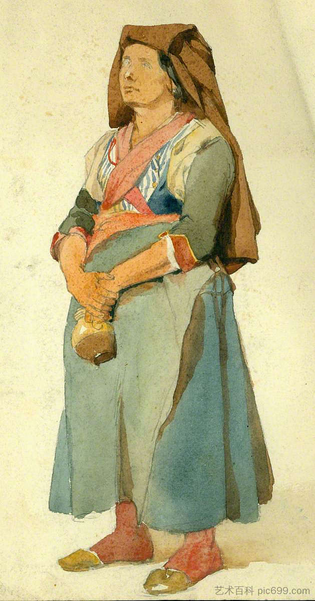 一个意大利女人的肖像 Portrait of An Italian Woman (1840 - 1850)，托马斯·斯图尔特·史密斯