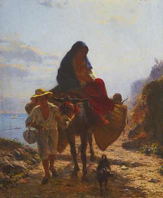 从市场返回 Returning from Market (1857)，托马斯·斯图尔特·史密斯