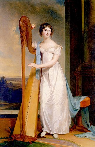 伊丽莎白·艾切尔伯格·里奇利（又名竖琴女士） Elizabeth Eichelberger Ridgely (also known as Lady with a Harp) (1818)，托马斯·苏利