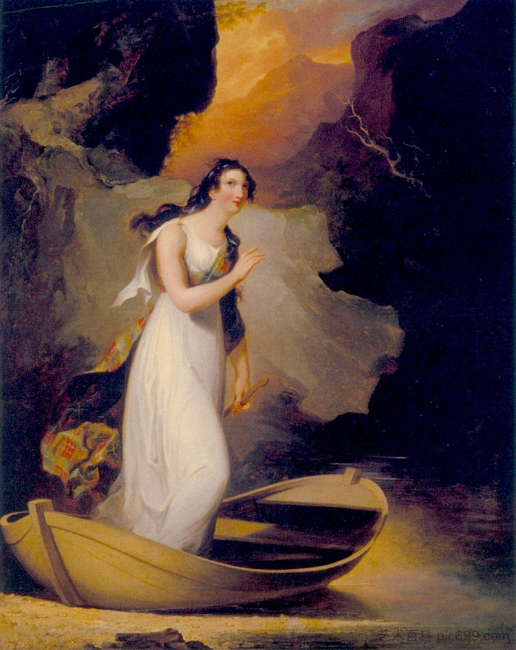 Miss C. Parsons 飾演 'The Lady of the Lake' Miss C. Parsons as 'The Lady of the Lake' (1812)，托马斯·苏利