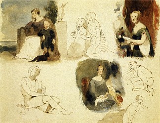 图研究表 Sheet of Figure Studies (1839)，托马斯·苏利