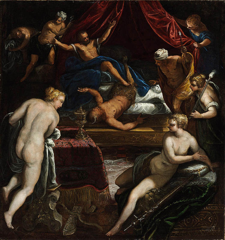 赫拉克勒斯将动物群驱逐出奥姆法勒斯河床 Hercules Expelling the Faun from Omphales Bed,丁托莱托