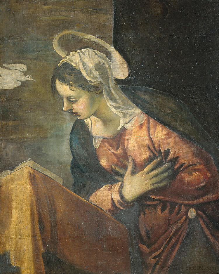 天使报喜,玛丽亚 Annunciation, Maria (1528 - 1594),丁托莱托