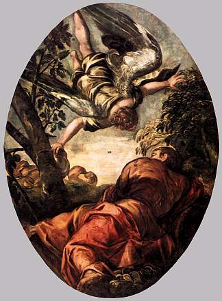 以利亚被天使喂养 Elijah Fed by the Angel (1577 – 1578)，丁托莱托