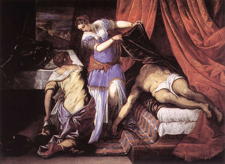 朱迪思和霍洛弗内斯 Judith and Holofernes (c.1579)，丁托莱托