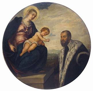 麦当娜与孩子和捐赠者丁托列托 Madonna with Child and Donor Tintoretto (1524)，丁托莱托