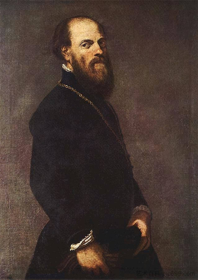 戴金链子的男人 Man with Gold Chain (c.1551),丁托莱托