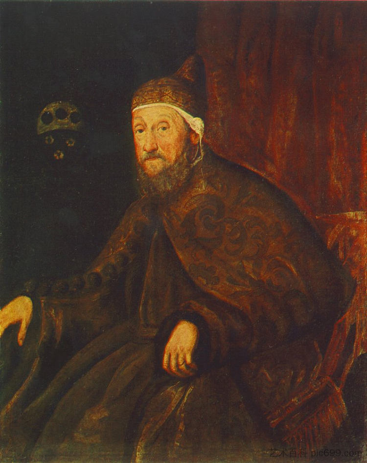 总督彼得罗·洛雷达诺的肖像 Portrait of Doge Pietro Loredano (c.1570)，丁托莱托