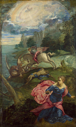 圣乔治与龙 Saint George and the Dragon (c.1560)，丁托莱托