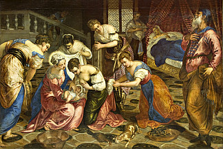 施洗约翰的诞生 The Birth of John the Baptist (c.1554)，丁托莱托
