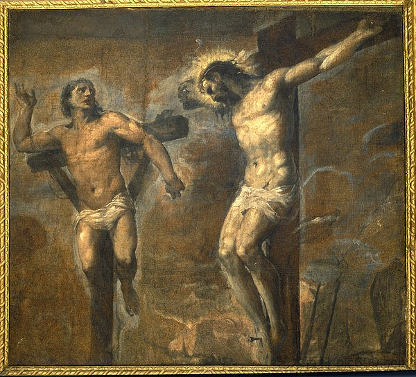 基督和好贼 Christ and the Good Thief (c.1566),提香·韦切利奥