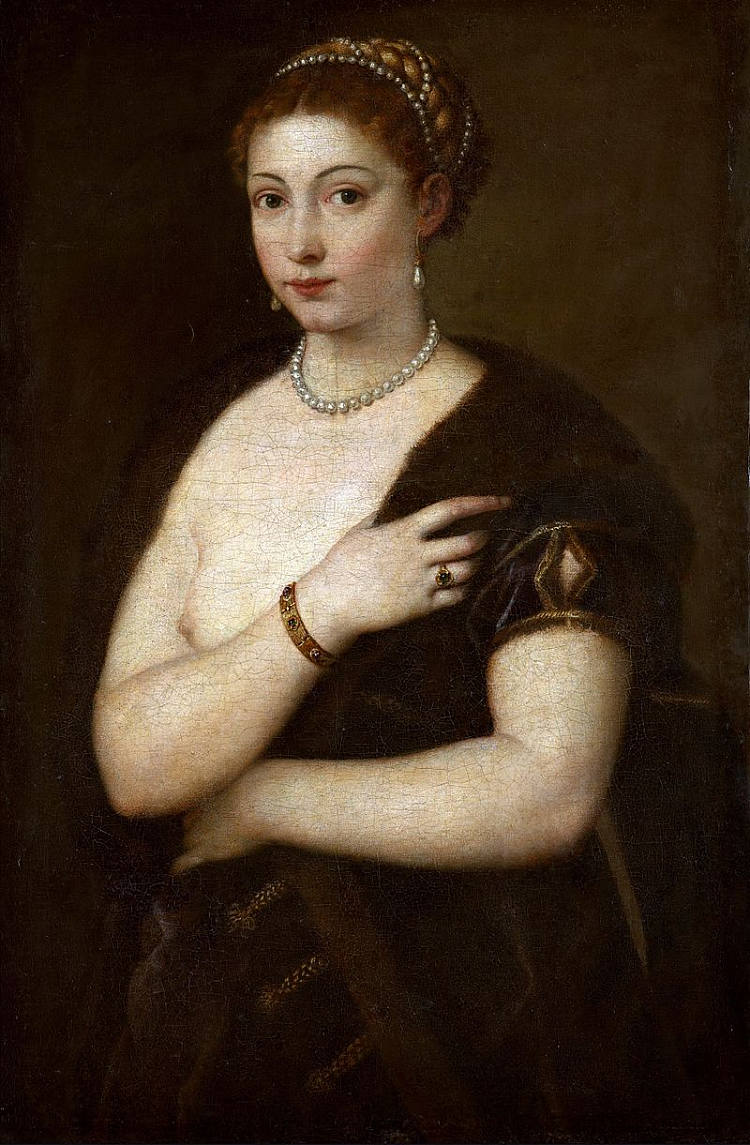 穿皮草的女孩（女人的肖像） Girls in Furs (Portrait of a woman) (c.1535 - 1537)，提香·韦切利奥