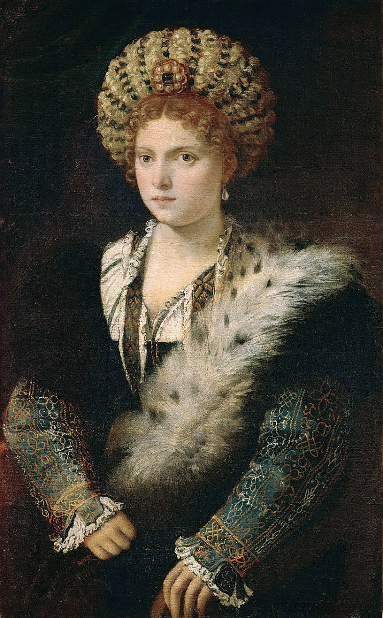 伊莎贝拉·德埃斯特的肖像 Portrait d`Isabella d`Este (c.1534 - 1536)，提香·韦切利奥