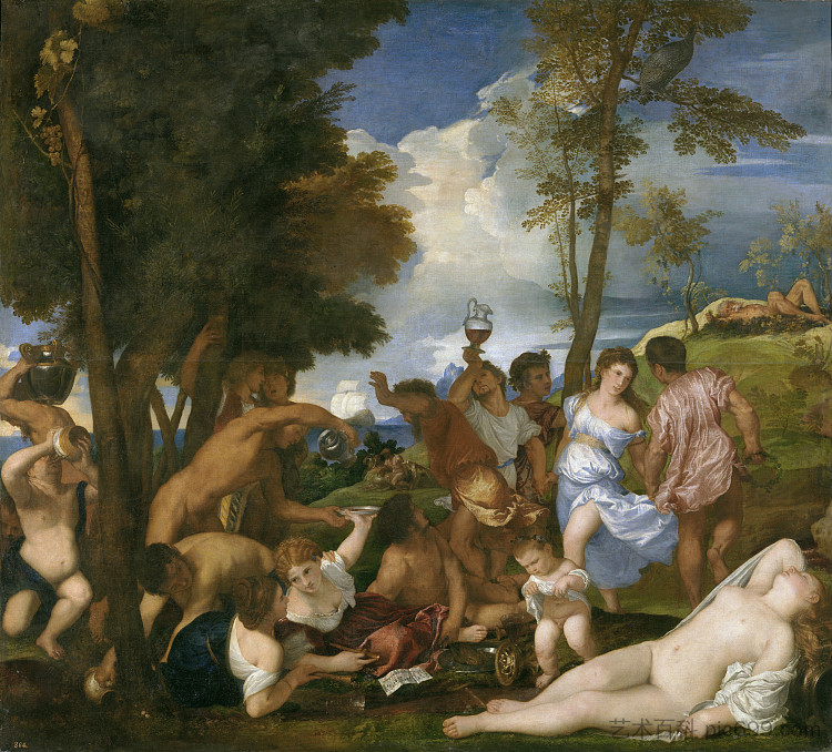 安德里亚人的酒神 The Bacchanal of the Andrians (1523 - 1524),提香·韦切利奥