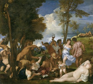 安德里亚人的酒神 The Bacchanal of the Andrians (1523 – 1524)，提香·韦切利奥