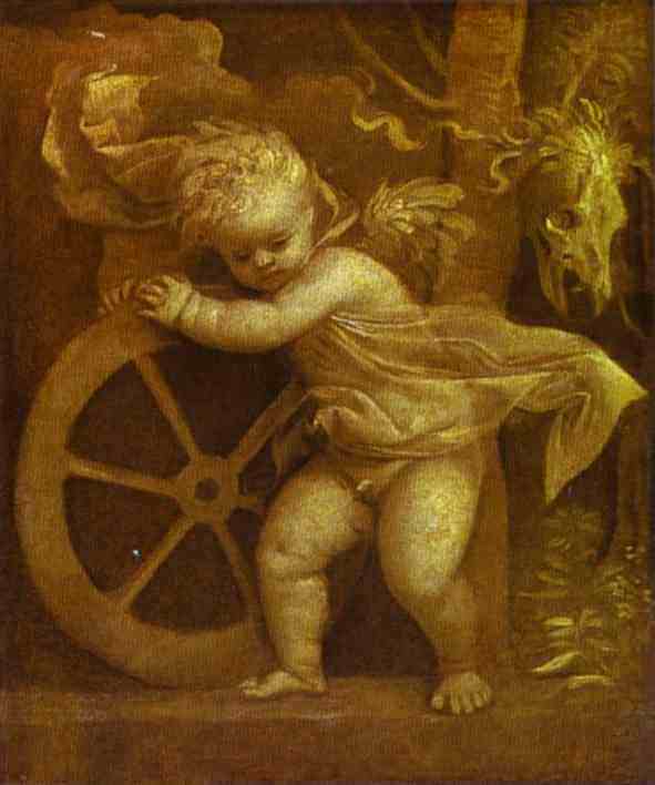 丘比特与命运之轮 Cupid with the Wheel of Fortune (c.1520)，提香·韦切利奥