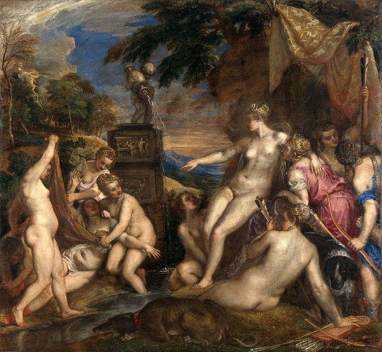 戴安娜和卡利斯托 Diana and Callisto (1556 - 1559)，提香·韦切利奥