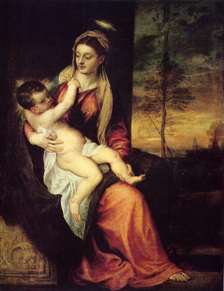 玛丽与圣婴 Mary with the Christ Child (1561)，提香·韦切利奥