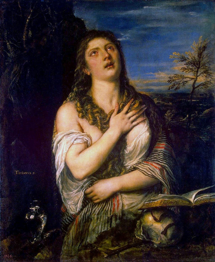 忏悔的圣玛丽抹大拉 Penitent St. Mary Magdalene (1560 - c.1565)，提香·韦切利奥