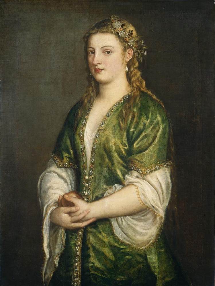 一位女士的肖像 Portrait of a Lady (c.1555)，提香·韦切利奥