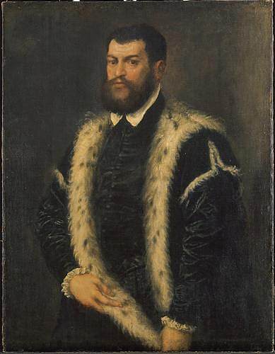 一个穿着貂皮大衣的男人的肖像 Portrait of a man with ermine coat (c.1560)，提香·韦切利奥