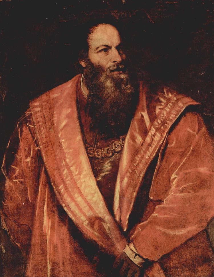 彼得罗·阿雷蒂诺的肖像 Portrait of Pietro Aretino (c.1545)，提香·韦切利奥