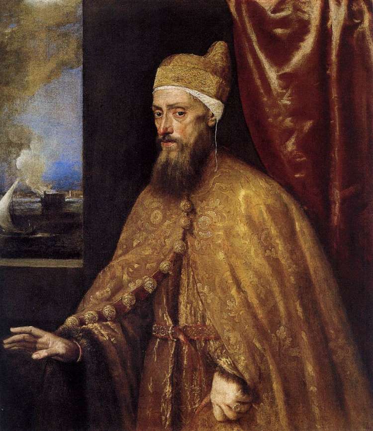 总督弗朗切斯科·维尼尔的肖像 Portrait of the Doge Francesco Venier (1554 - 1556)，提香·韦切利奥