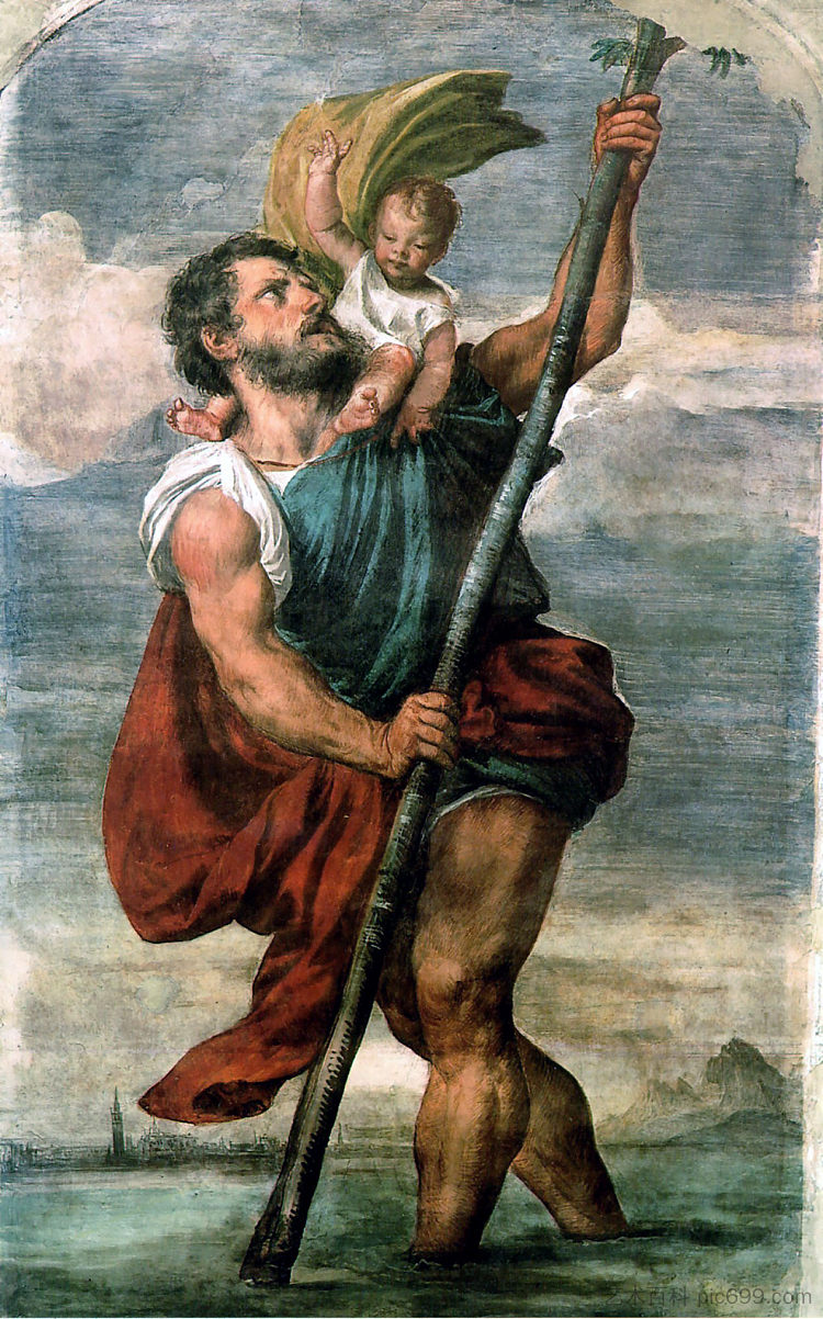 圣克里斯托弗 Saint Christopher (1524)，提香·韦切利奥