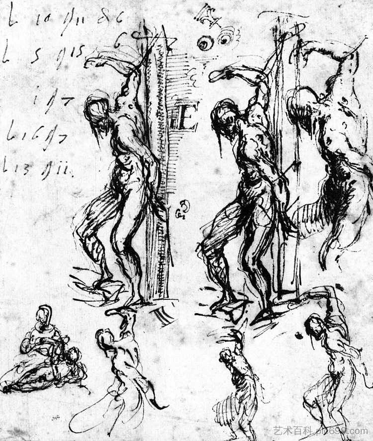 圣塞巴斯蒂安的研究 Studies of Saint Sebastian (1520)，提香·韦切利奥