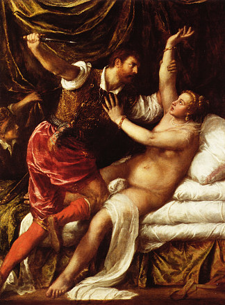 塔克文和卢克丽霞 Tarquin and Lucretia (c.1570)，提香·韦切利奥