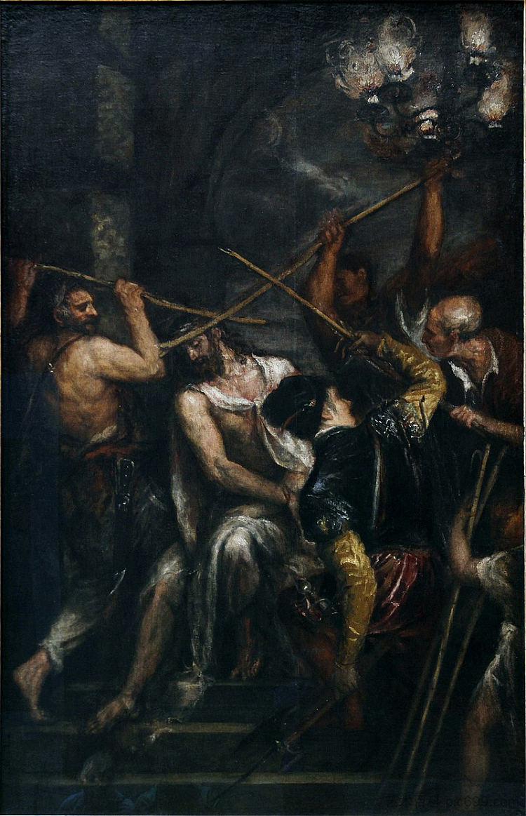 荆棘加冕 Crowning with Thorns (c.1570 - c.1575),提香·韦切利奥