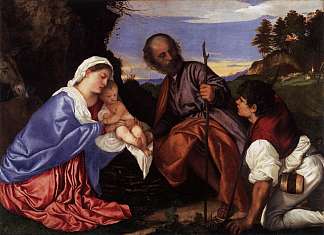 有牧羊人的神圣家族 The Holy Family with a Shepherd (c.1510)，提香·韦切利奥