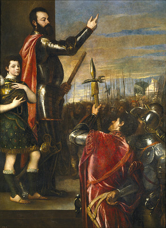 瓦斯托马尔切塞向他的部队发表讲话 The Marchese del Vasto Addressing his Troops (1540 – 1541)，提香·韦切利奥