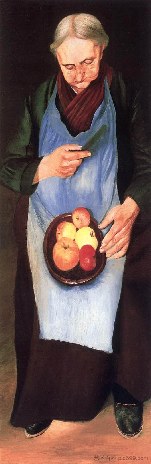 剥苹果的老妇人 Old Woman Peeling an Apple (1894)，蒂瓦达·科斯塔·琼特瓦利