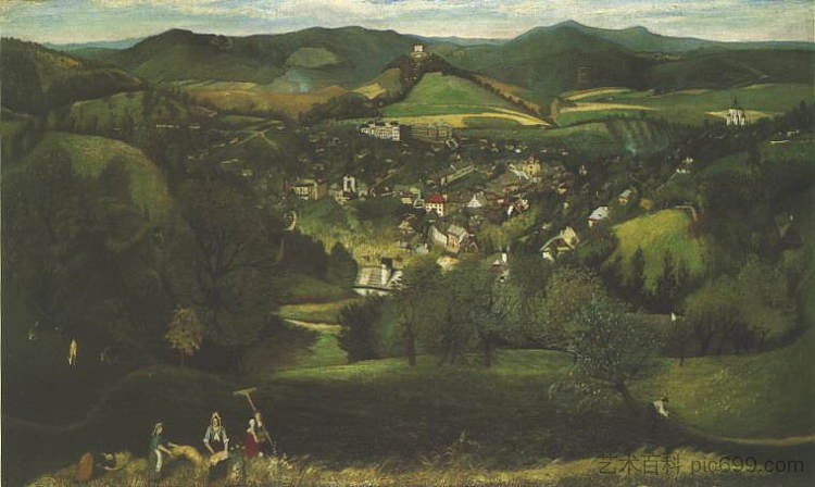 塞莱梅克班亚的景色 View of Selemecbánya (1902),蒂瓦达·科斯塔·琼特瓦利