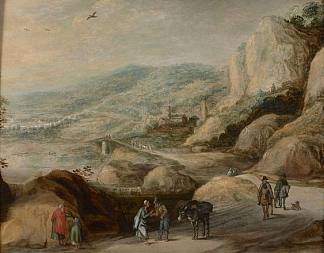 由骑手和乞丐动画的山地景观 Mountainous landscape animated by horsemen and beggars，维尔哈希特