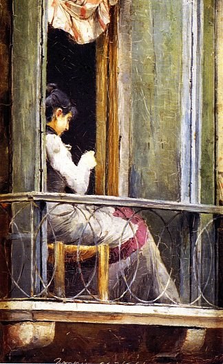 阳台上的女人 Woman on a Balcony (1884)，汤姆·罗伯茨