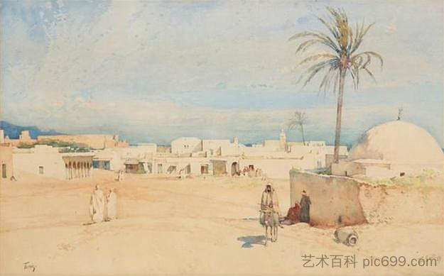 突尼斯的集市广场，晚上 A Market Square in Tunis, Evening (1889)，汤姆·斯科特