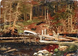 老木材坝，阿冈昆公园 Old Lumber Dam, Algonquin Park (1912)，汤姆·汤姆森