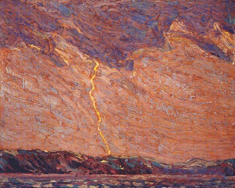 闪电， 独木舟湖 Lightning, Canoe Lake (1915)，汤姆·汤姆森