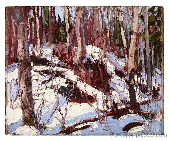 树林里的冬季解冻 Winter Thaw in the Woods (1917)，汤姆·汤姆森
