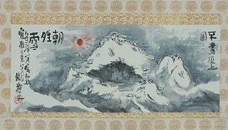 富士山山顶下雪后的晴朗天气 Clearing Weather after Snow on Summit of Mt. Fuji (1919)，富冈铁斋